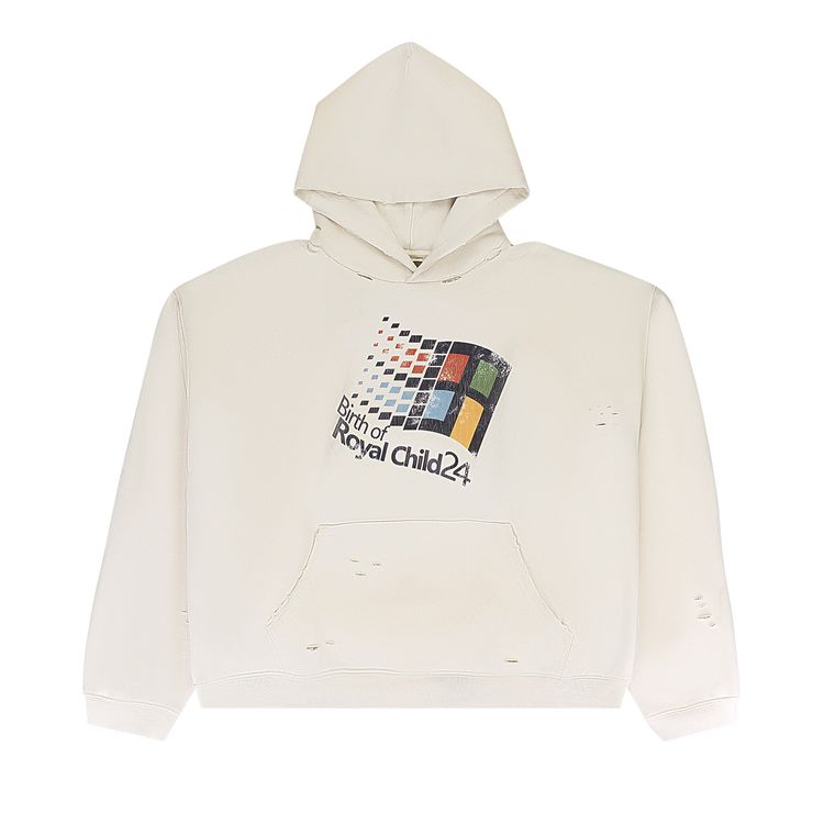 Birth Of Royal Child Windows24 Retro Distressed Hoodie White