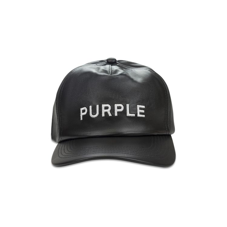 PURPLE BRAND Logo Leather Hat Black