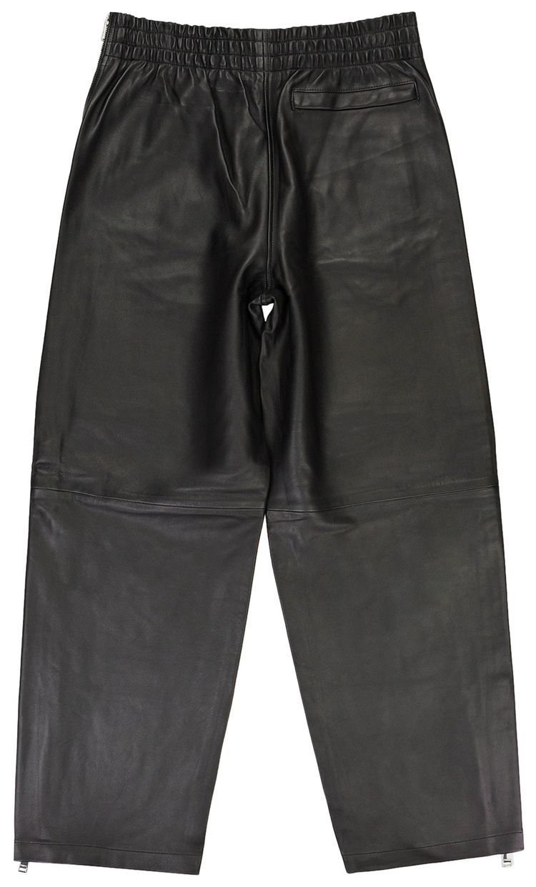 PURPLE BRAND Leather Side Zip Track Pants Black
