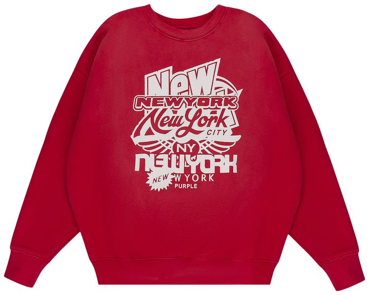 PURPLE BRAND HWT Fleece Crewneck Sweatshirt Red