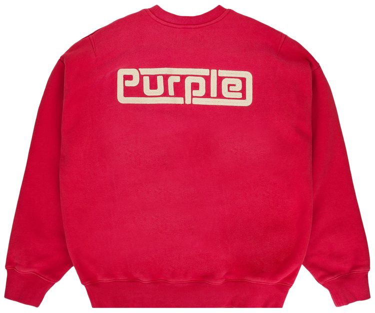 PURPLE BRAND HWT Fleece Plate Crewneck Sweatshirt Red