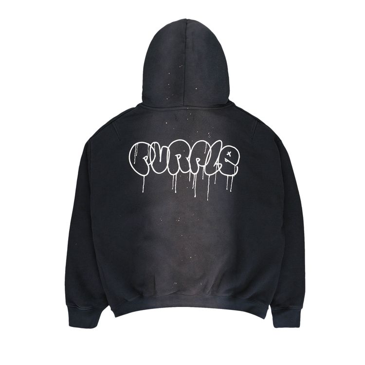 PURPLE BRAND HWT Fleece Pullover Hoodie Black