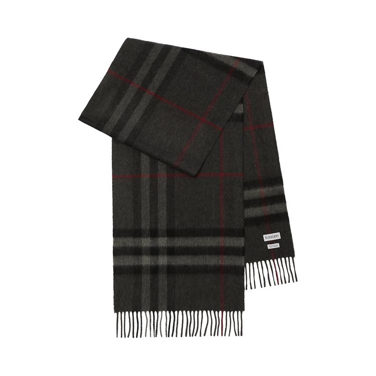 Burberry Check Cashmere Scarf Charcoal