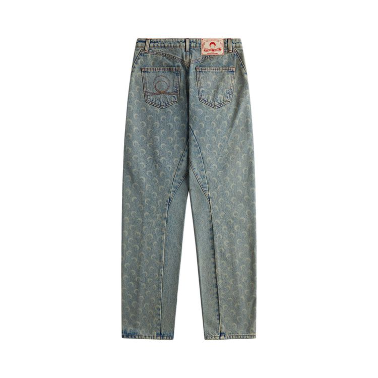 Marine Serre Moon Laser Denim Curved Jeans Light Beige