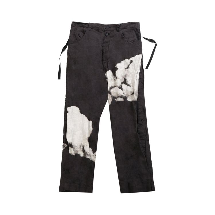 Undercover Printed Linen Trousers Black Base