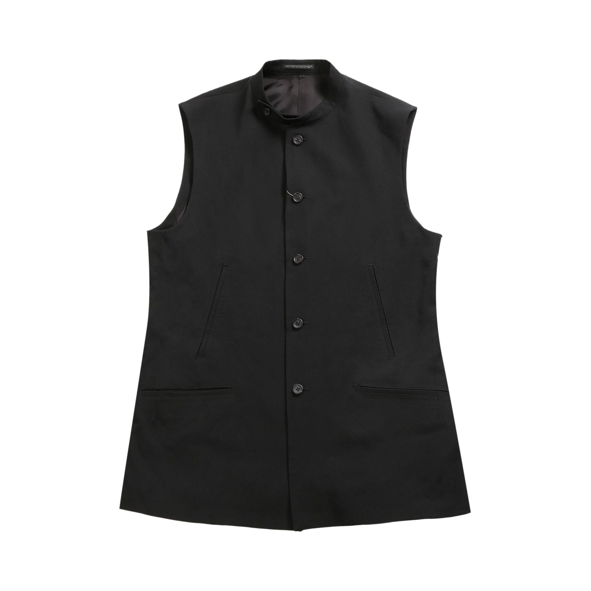 Buy Yohji Yamamoto Pour Homme Stand Collar Vest 'Black' - HP V06