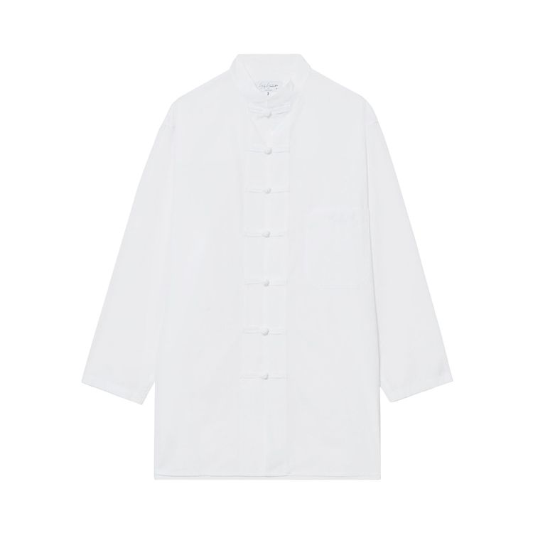 Yohji Yamamoto Chain Stitch Broad Mandarin Collar Blouse White