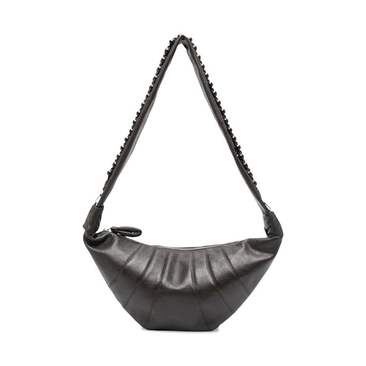Lemaire Pearls Medium Croissant Bag Dark Chocolate