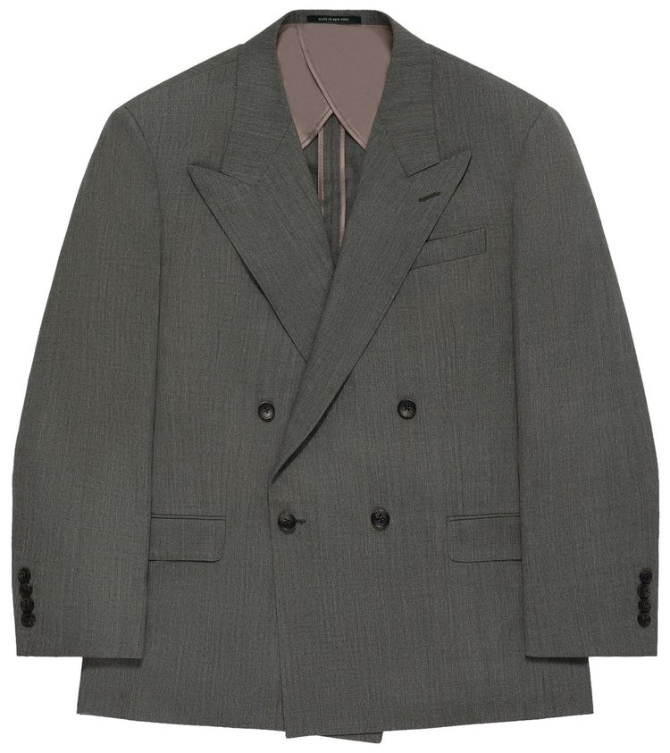 Aime Leon Dore Double Breasted Tropical Wool Suit Jacket Green