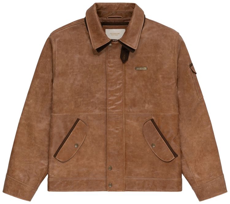 Aime Leon Dore Leather Aviator Jacket Brown