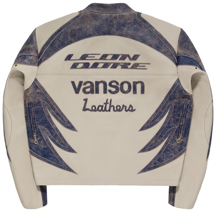 Aime Leon Dore x Vanson Distressed Leather Moto Jacket Pristine