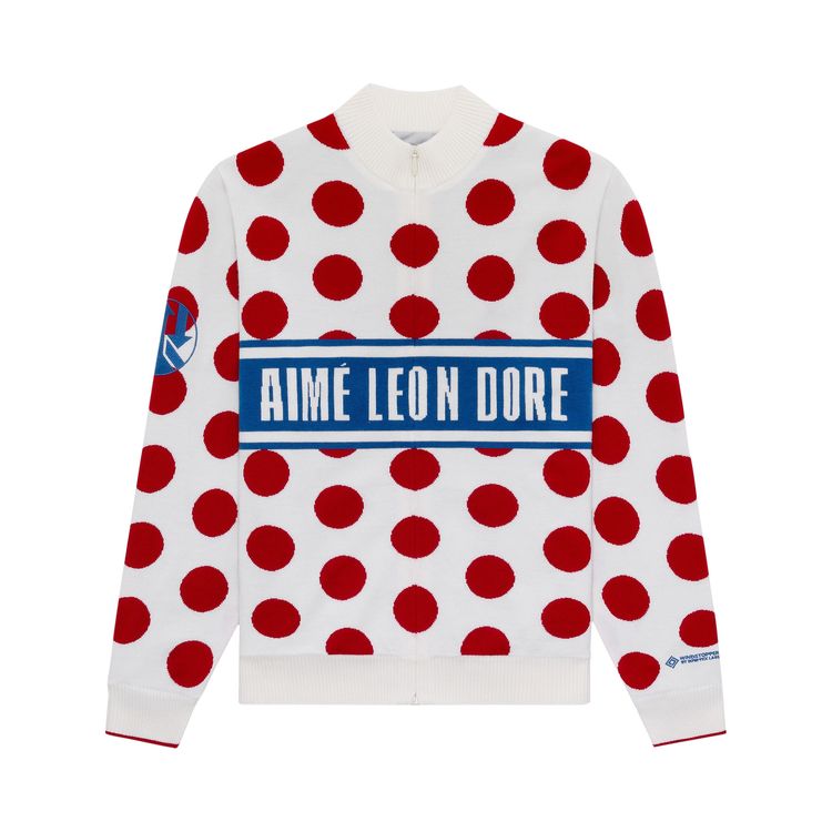 Aime Leon Dore WINDSTOPPER Polka Dot Knit Cycling Jersey By GORE TEX Labs Bone White