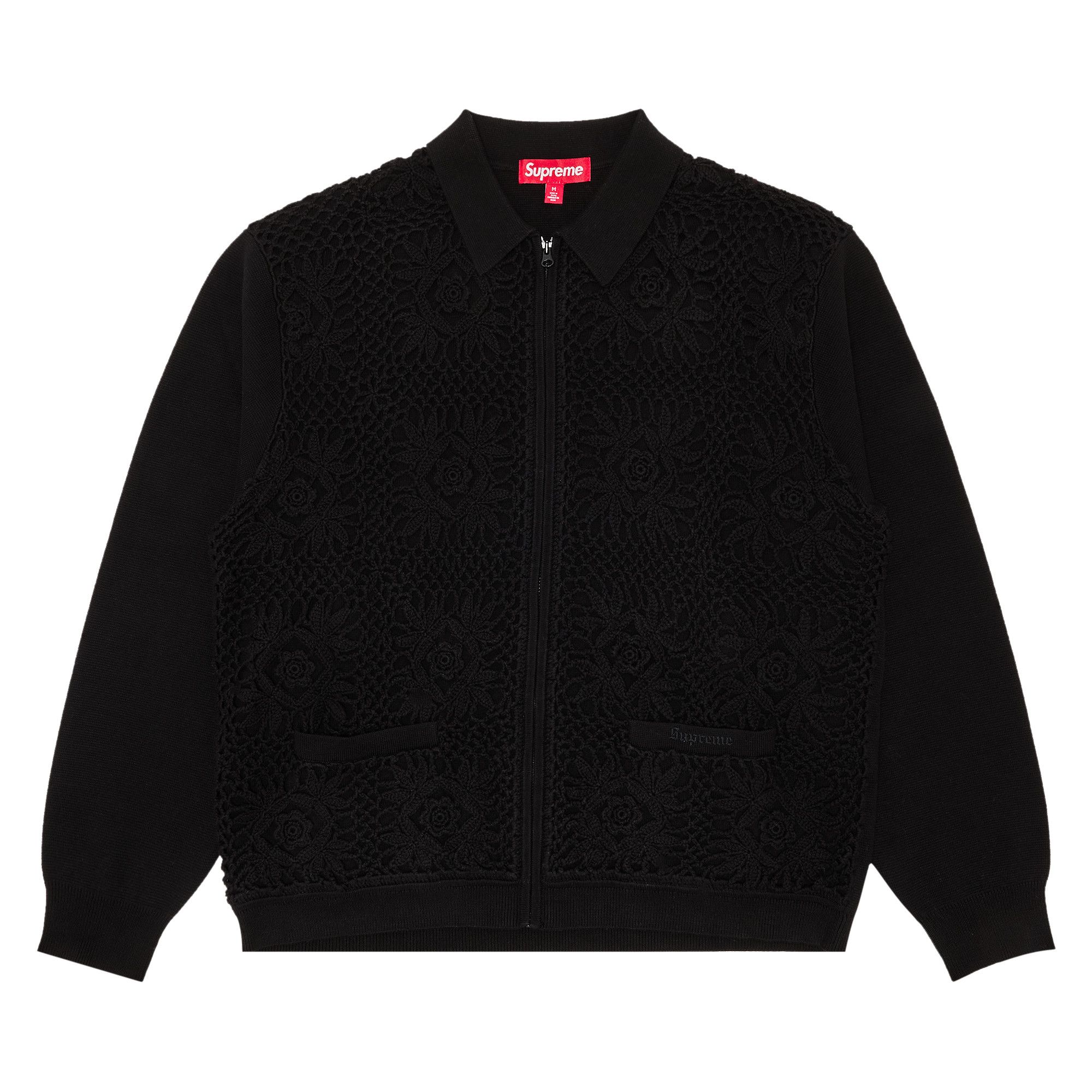 ロックブーケ様Supreme Crochet Zip Up Cardigan Buy Supreme Crochet Zip Up Cardigan 'Black' - SS25SK2 BLACK