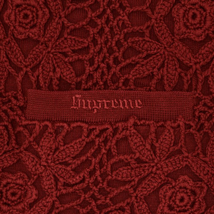Supreme Crochet Zip Up Cardigan Dark Red
