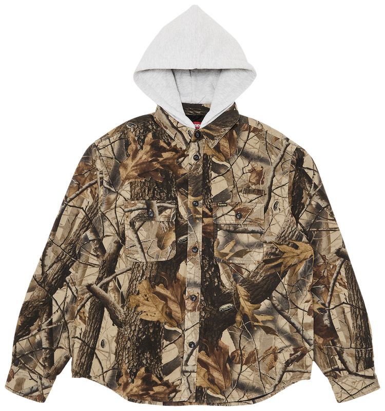 Supreme Quilted Lined Hooded Flannel Shirt Realtree Hardwoods Camo