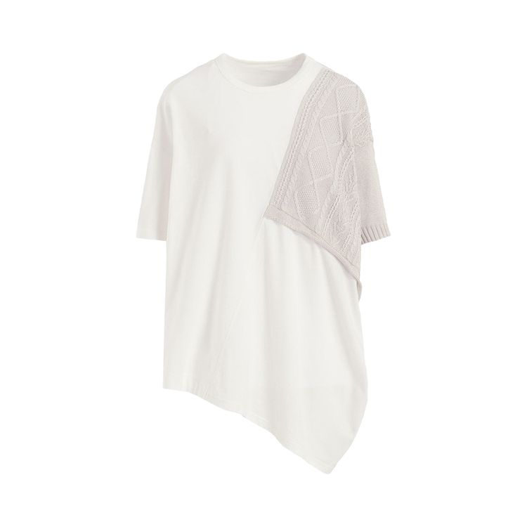 Ys Switching Short Sleeve Top Light Grey