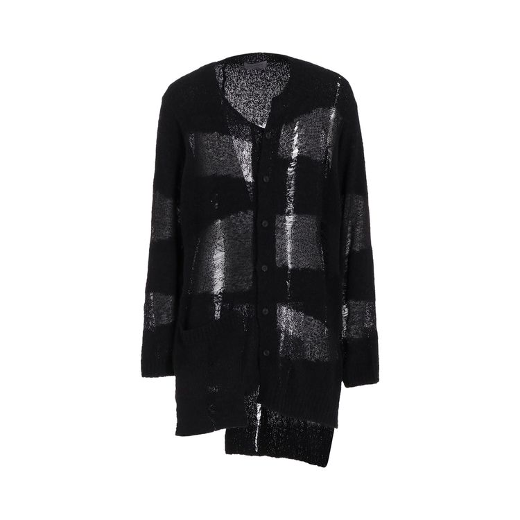 Yohji Yamamoto Pour Homme Dropped Stitch Uneven Cardigan Black