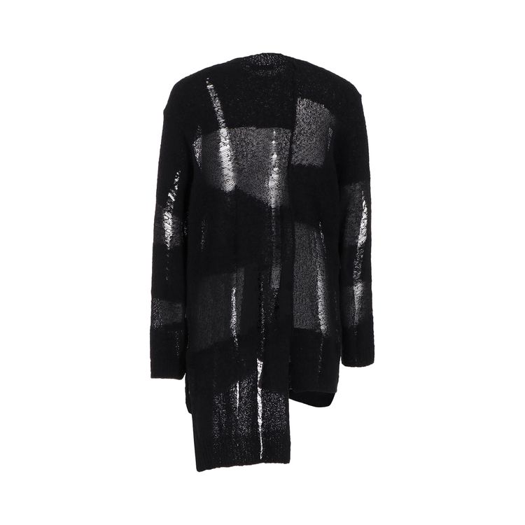 Yohji Yamamoto Pour Homme Dropped Stitch Uneven Cardigan Black