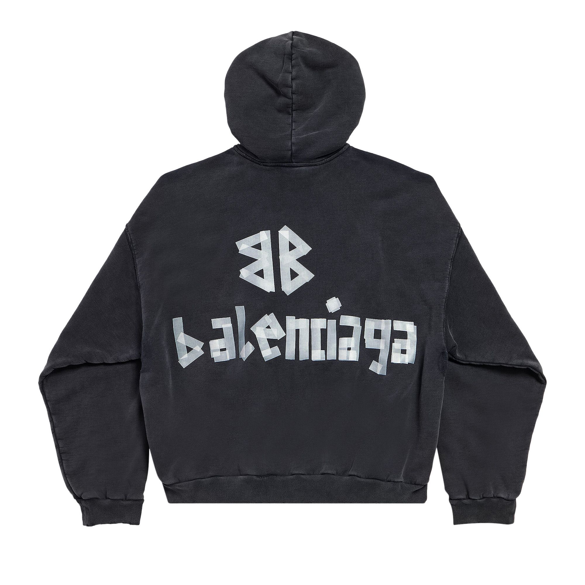 Buy Balenciaga Ripped Pocket Hoodie 'Faded Washed Black' - 744441