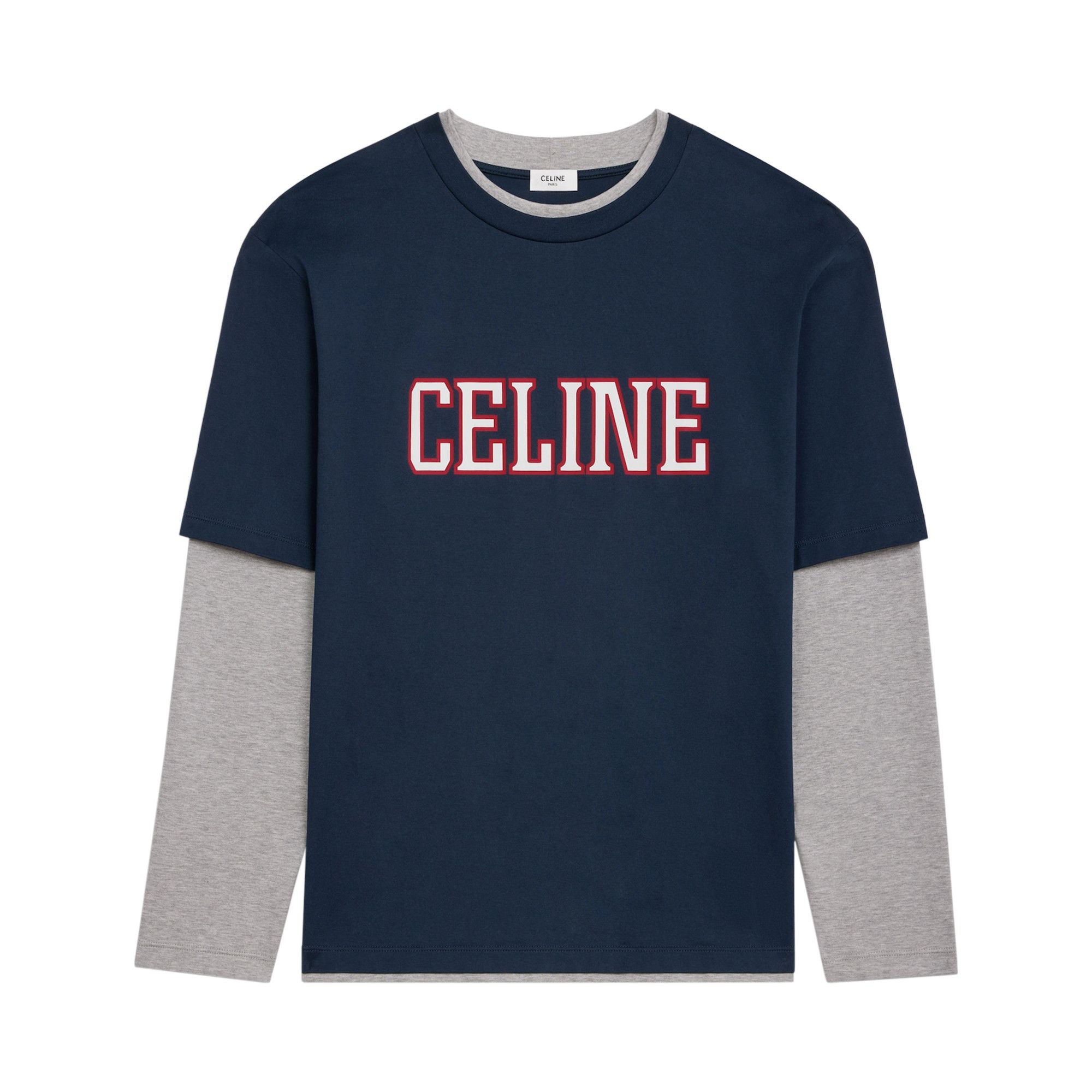 Buy CELINE Logo Printed Long-Sleeve T-Shirt 'Navy/Grey/Rust