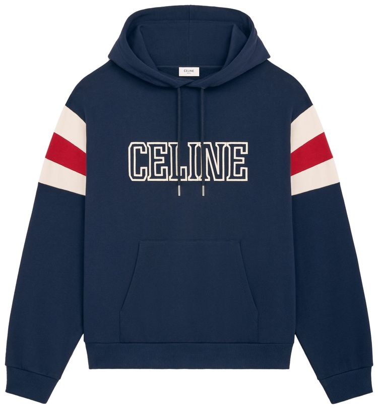 CELINE Logo Detail Hoodie NavyCarminWhite