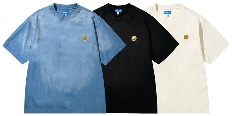 Market Smiley Sun Fade T Shirt 3 Pack Sky BlueJet Set Black