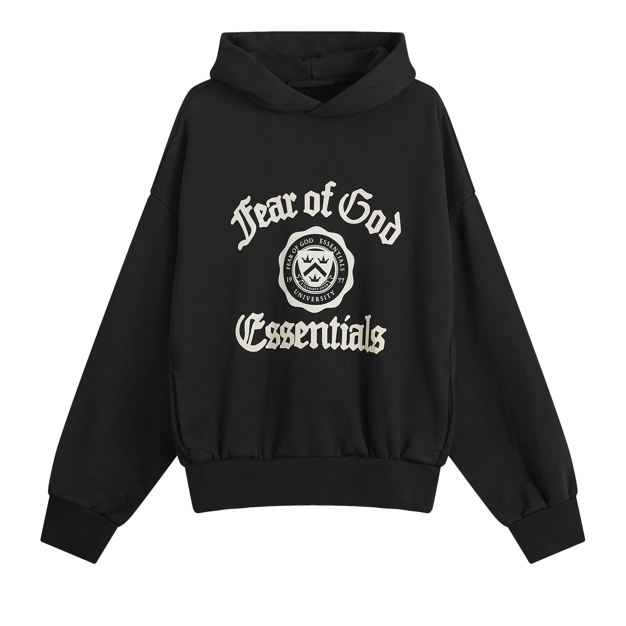 Buy Fear of God Essentials Fleece Vintage Shrunken Hoodie 'Black