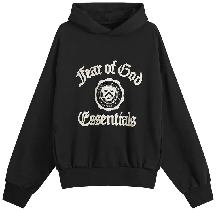 Fear of God Essentials Fleece Vintage Shrunken Hoodie Black