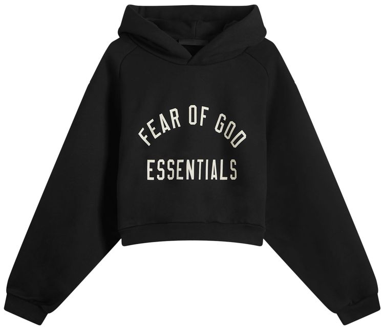 Fear of God Essentials Fleece Cropped Hoodie Black