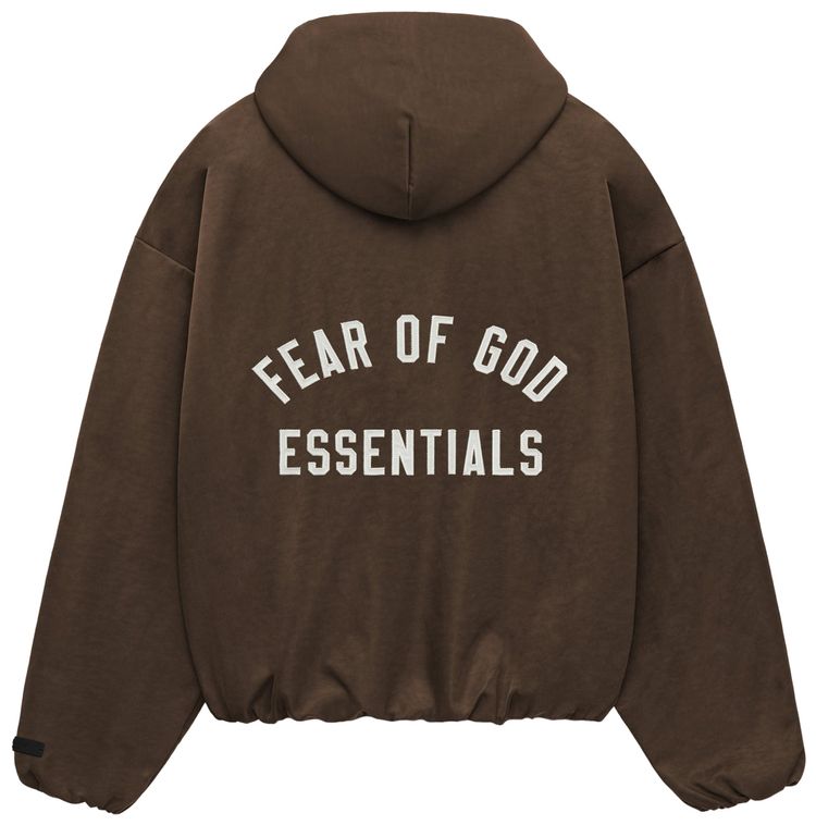 Fear of God Essentials Textured Nylon Hooded Bomber Jacket Brown
