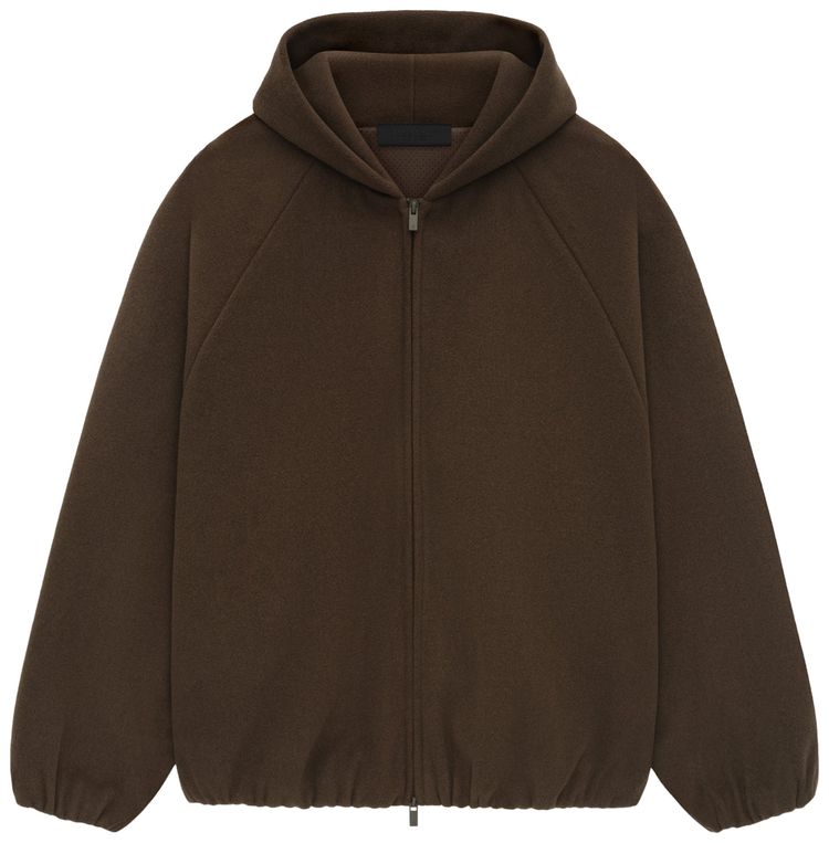 Fear of God Essentials Brushed Hooded Bomber Jacket Brown
