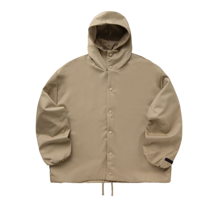 Fear of God Essentials Textured Nylon Hooded Coaches Jacket Beige