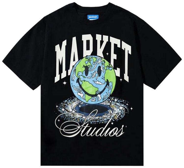 Market Smiley Galaxy T Shirt Black