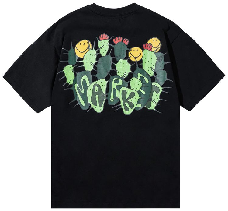 Market Smiley Cactus T Shirt Black