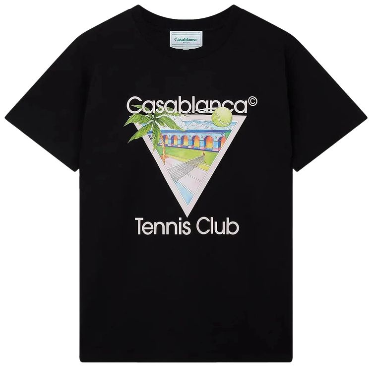 Casablanca Tennis Club Icon Printed T Shirt Black