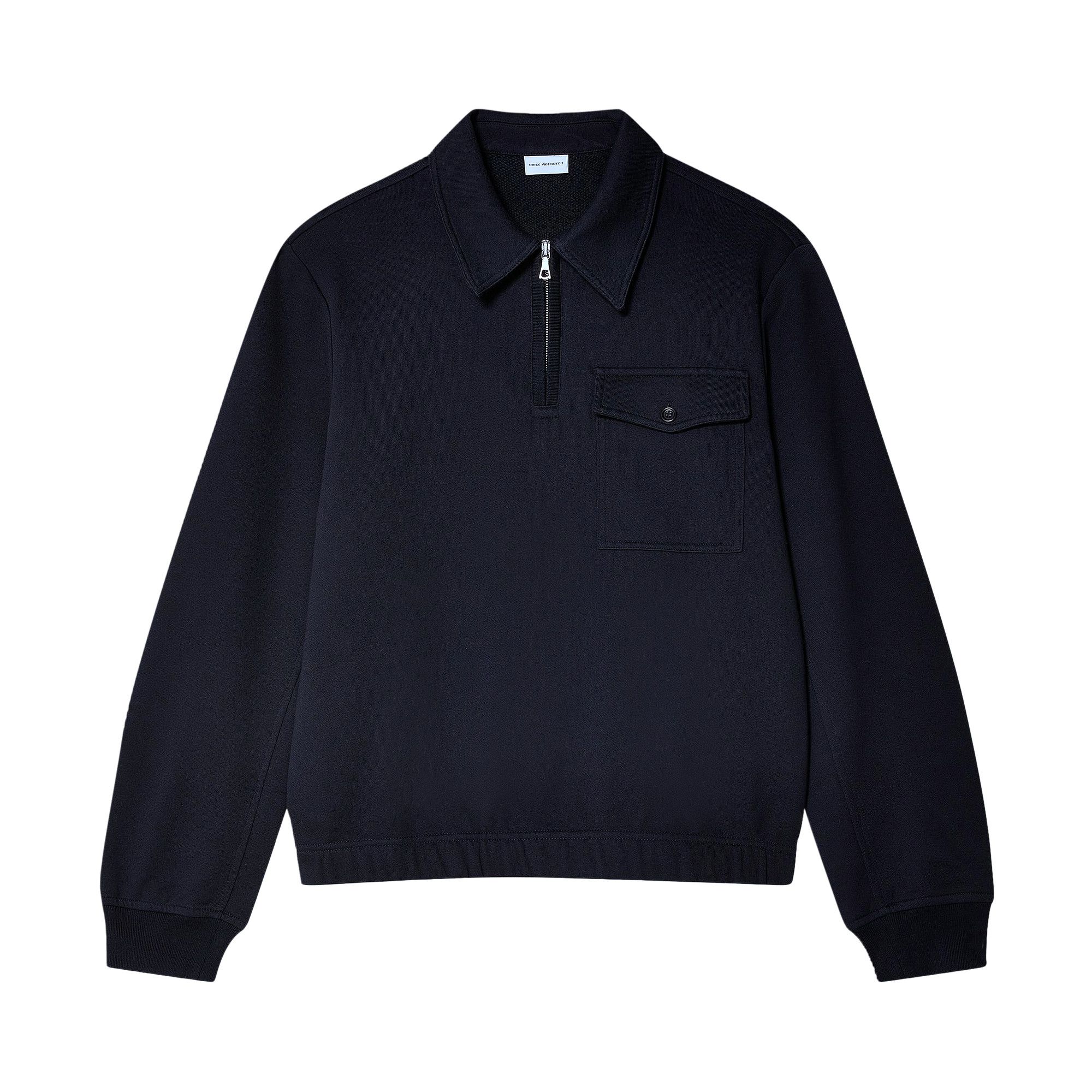 Buy Dries Van Noten Quarter Zip Sweater 'Navy' - 251 021155 1610