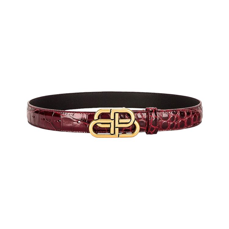 Balenciaga x Gucci BB Croc Embossed Belt RedBlack