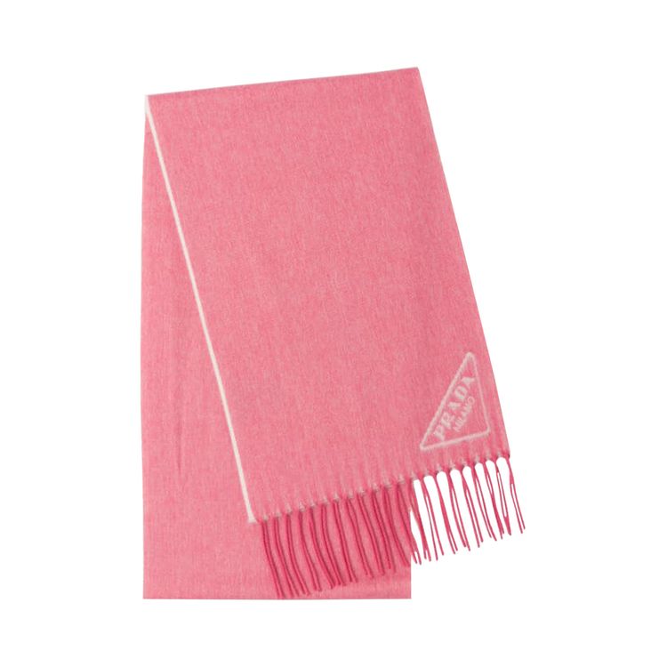 Prada Logo Jacquard Cashmere Scarf Pink