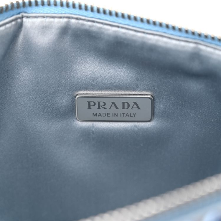 Prada Triangle Crystal Embellished Satin Bag Blue