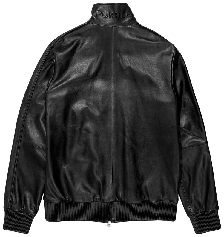 PURPLE BRAND Zipped Leather Jacket Black