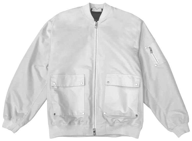 PURPLE BRAND Poly Oversized Bomber Jacket Off White