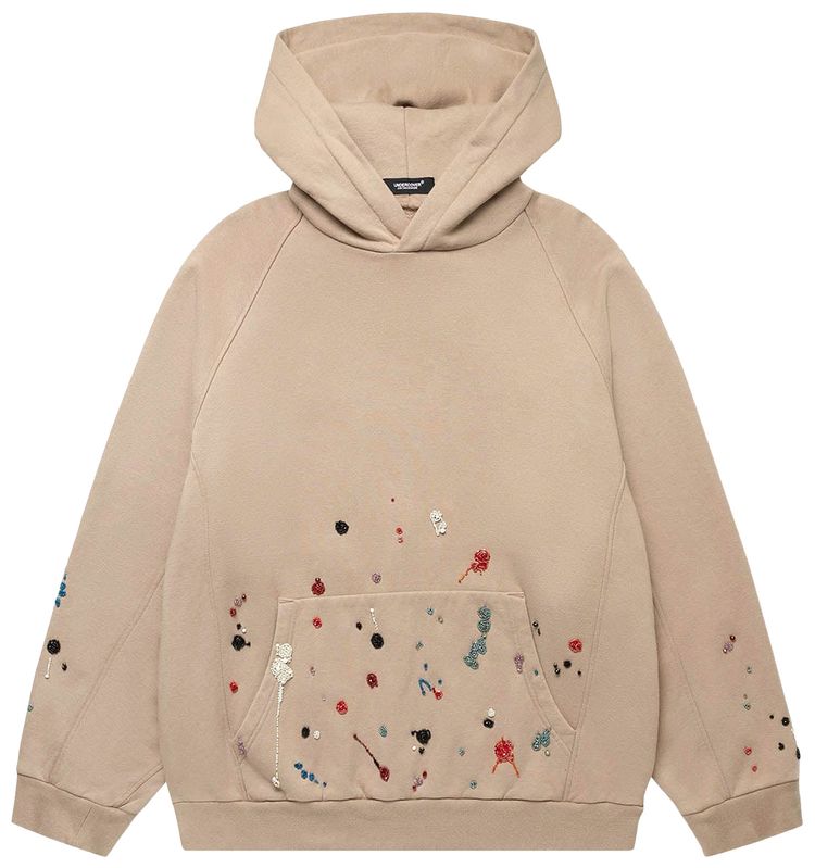 Undercover Embroidered Splatter Hoodie Beige
