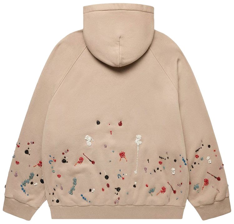 Undercover Embroidered Splatter Hoodie Beige
