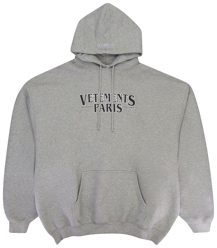 Vetements Paris Logo Hoodie Grey