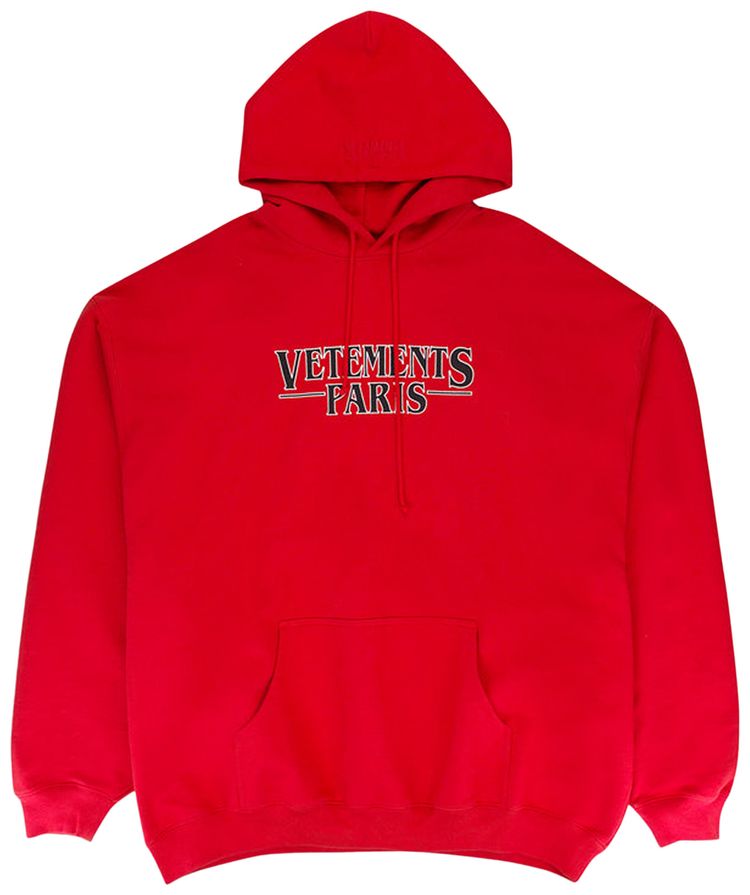 Vetements Paris Logo Hoodie Red