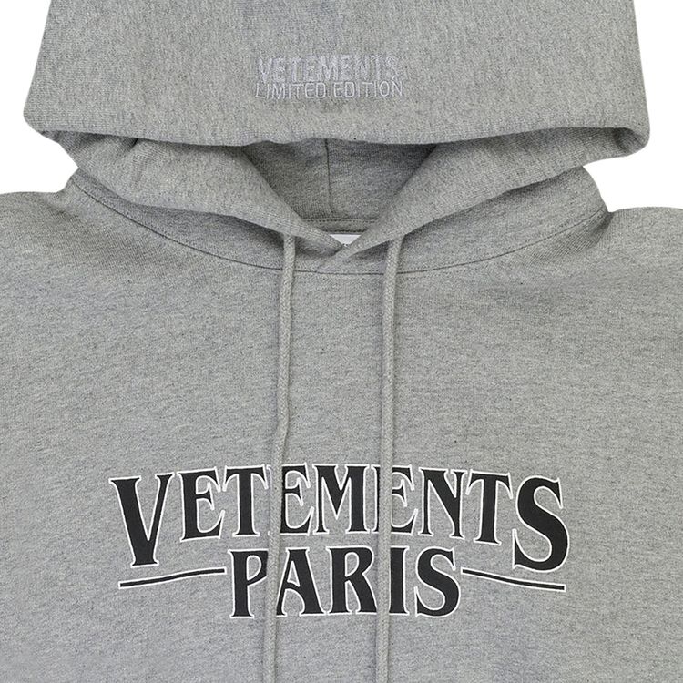 Vetements Paris Logo Hoodie Grey