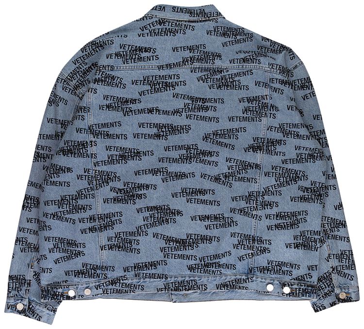 Vetements Stamped Logo Denim Jacket Blue
