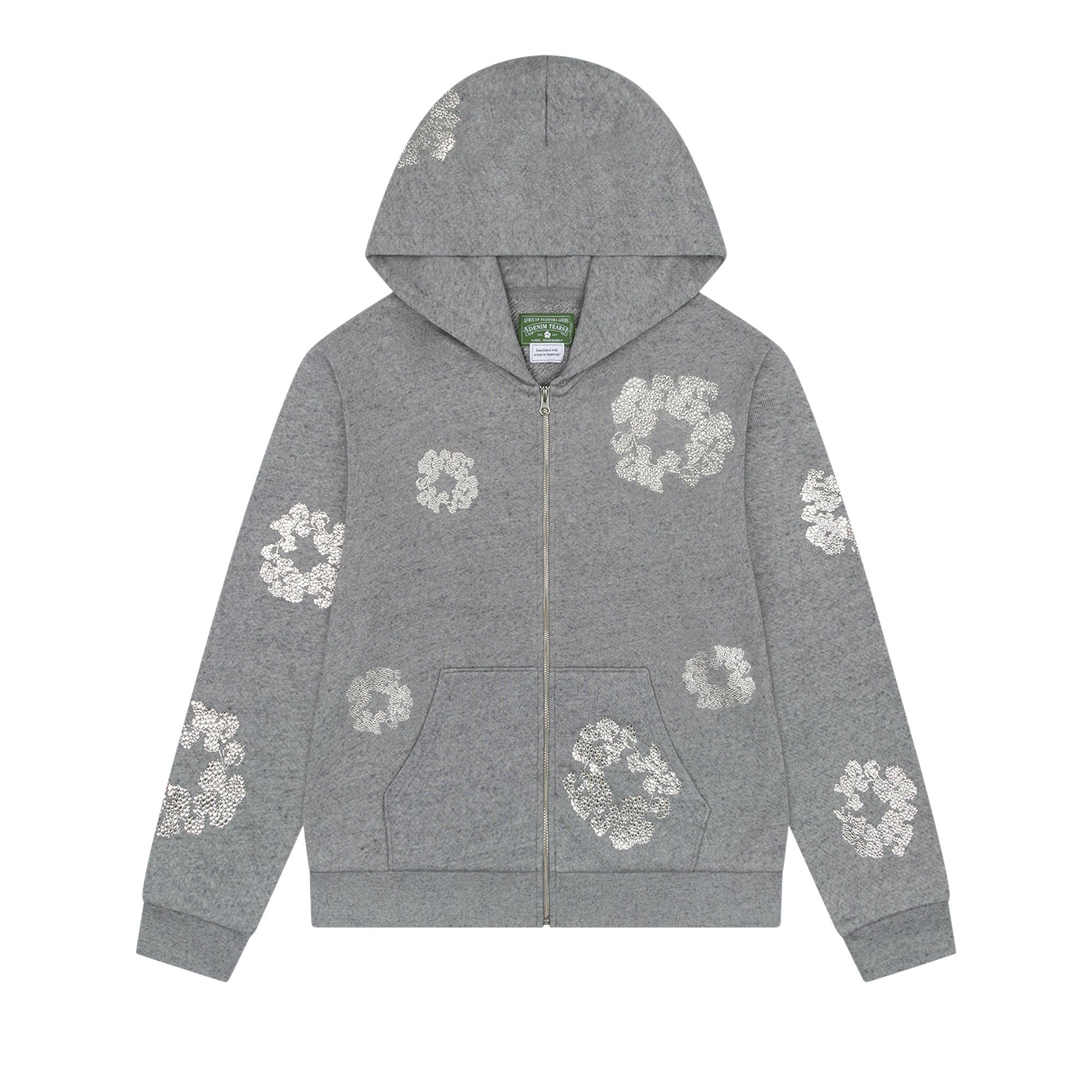 Buy Denim Tears Cashmere Swarovski Cotton Wreath Zip Hoodie 'Grey