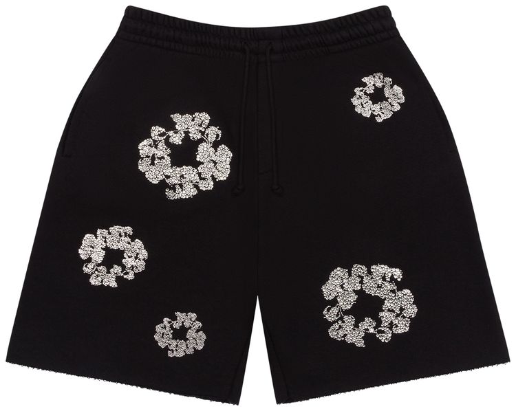 Denim Tears Cashmere Swarovski Cotton Wreath Shorts Black