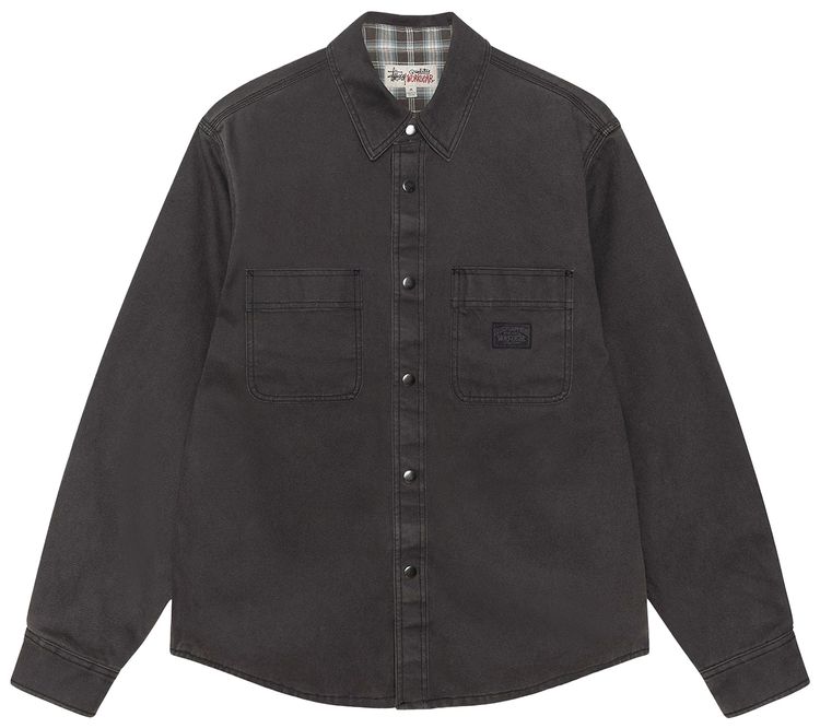 Stussy Heavy Washed Canvas Shirt Black